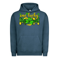 Pigment Midnight Navy one lucky mom Urban Hoodie - Zillion Design Studio