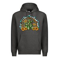 Charcoal Heather western rainbow with cactus Premium Hoodie - RanaPortraitStore