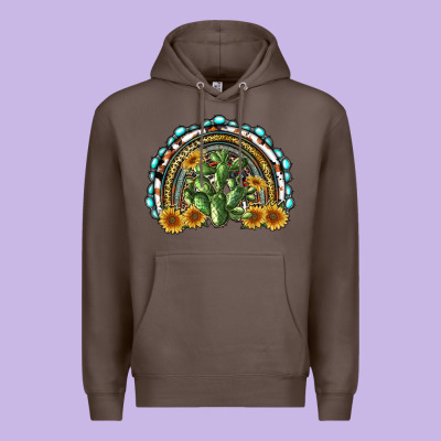 Western Rainbow With Cactus Premium Hoodie Designed By Ranaportraitstore