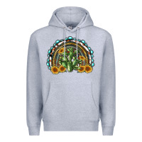 Heather Grey western rainbow with cactus Premium Hoodie - RanaPortraitStore