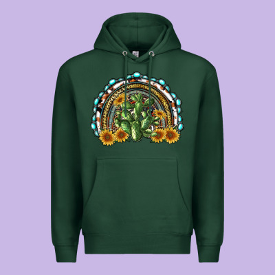 Western Rainbow With Cactus Premium Hoodie Designed By Ranaportraitstore
