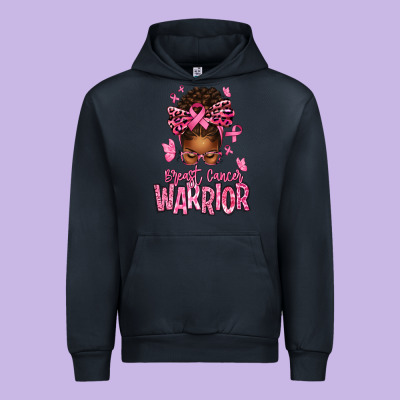 Brest Cancer Warrior Afro Messy Bun Urban Hoodie Designed By Texasbilliewilder