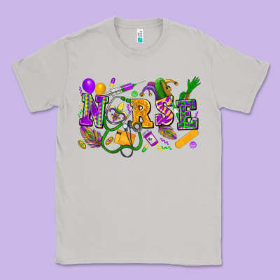 Nurse Mardi Gras Classic Tee Designed By Fadigitalartstudio