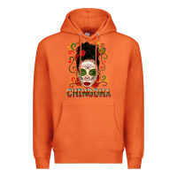 Carrot Mexicana Skull Girl Messy Bun Premium Hoodie - texasbilliewilder