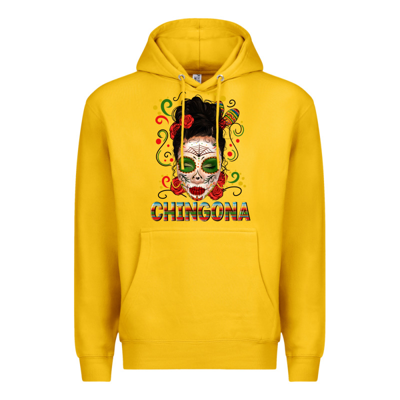 Mexicana Skull Girl Messy Bun Premium Hoodie by texasbilliewilder | Teevron