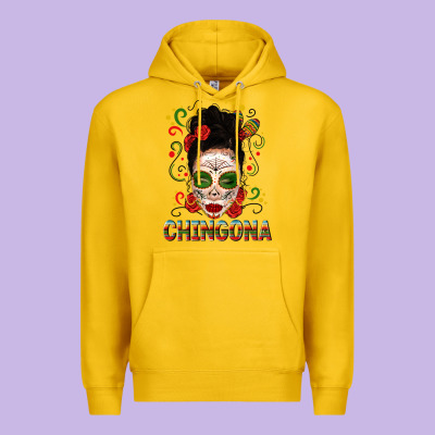 Mexicana Skull Girl Messy Bun Premium Hoodie Designed By Texasbilliewilder