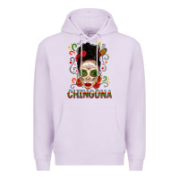 Lilac Mexicana Skull Girl Messy Bun Premium Hoodie - texasbilliewilder