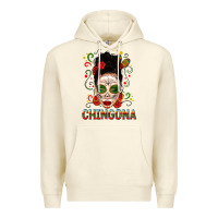Sandshell Mexicana Skull Girl Messy Bun Premium Hoodie - texasbilliewilder