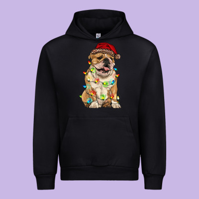 Christmas Bulldog Urban Hoodie Designed By Ranaportraitstore