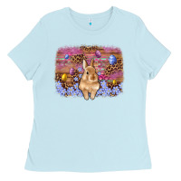 Baby Blue easter bunny egg leopard background Ladies Tee - Artiststas