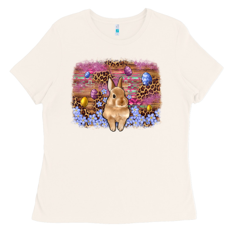 Easter Bunny Egg Leopard Background Ladies Tee by Artiststas | Teevron