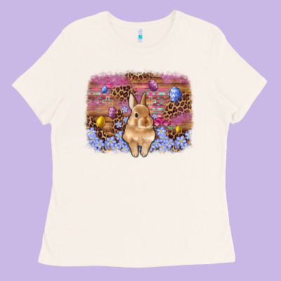 Easter Bunny Egg Leopard Background Ladies Tee Designed By Artiststas