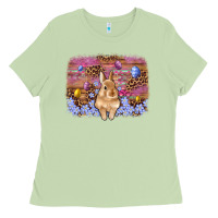 Matcha easter bunny egg leopard background Ladies Tee - Artiststas