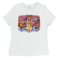 White easter bunny egg leopard background Ladies Tee - Artiststas