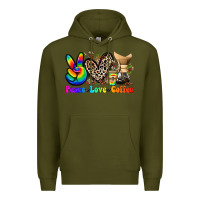 Army Green peace love  coffee Premium Hoodie - Zillion Design Studio