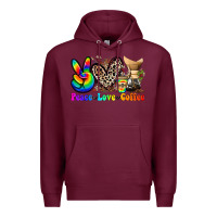 Burgundy peace love  coffee Premium Hoodie - Zillion Design Studio