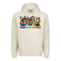 Oatmeal Heather peace love  coffee Premium Hoodie - Zillion Design Studio