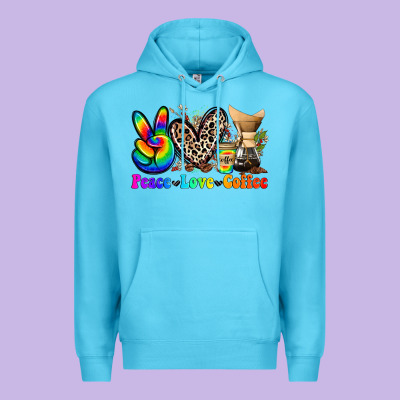 Peace Love  Coffee Premium Hoodie Designed By Zillion Design Studio