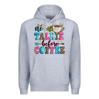 Heather Grey no talkie before coffee Premium Hoodie - Zillion Design Studio