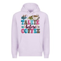 Lilac no talkie before coffee Premium Hoodie - Zillion Design Studio