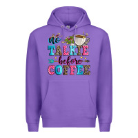 Purple no talkie before coffee Premium Hoodie - Zillion Design Studio