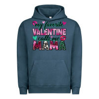 Pigment Midnight Navy my favorite valentine calls me mama Urban Hoodie - Zillion Design Studio