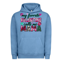 Pigment Pebble Blue my favorite valentine calls me mama Urban Hoodie - Zillion Design Studio