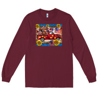 Burgundy 4th of july truck cow mousepad Long Sleeve Tee - BarkalooDesign