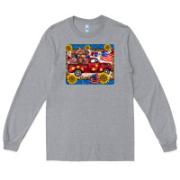Heather Grey 4th of july truck cow mousepad Long Sleeve Tee - BarkalooDesign