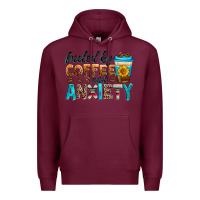 Burgundy fueled by coffee and anxiety Premium Hoodie - Zillion Design Studio