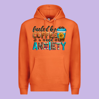 Fueled By Coffee And Anxiety Premium Hoodie Designed By Zillion Design Studio