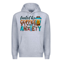 Heather Grey fueled by coffee and anxiety Premium Hoodie - Zillion Design Studio