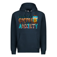 Navy fueled by coffee and anxiety Premium Hoodie - Zillion Design Studio