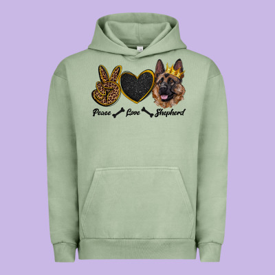 Peace Love Shepherd Urban Hoodie Designed By Ranaportraitstore