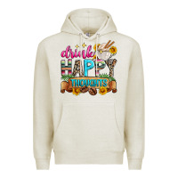 Oatmeal Heather drink happy thoughts Premium Hoodie - Zillion Design Studio
