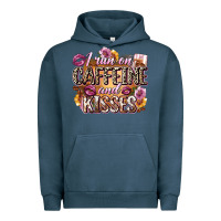 Pigment Midnight Navy i run on caffeine and kisses Urban Hoodie - Zillion Design Studio