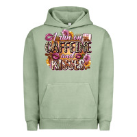 Pigment Oil Green i run on caffeine and kisses Urban Hoodie - Zillion Design Studio