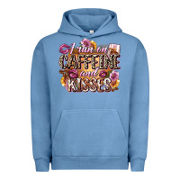 Pigment Pebble Blue i run on caffeine and kisses Urban Hoodie - Zillion Design Studio