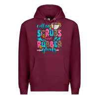 Burgundy coffee scrubs and rubber gloves Premium Hoodie - Zillion Design Studio