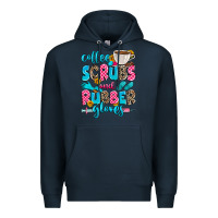 Navy coffee scrubs and rubber gloves Premium Hoodie - Zillion Design Studio
