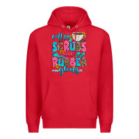 Red coffee scrubs and rubber gloves Premium Hoodie - Zillion Design Studio