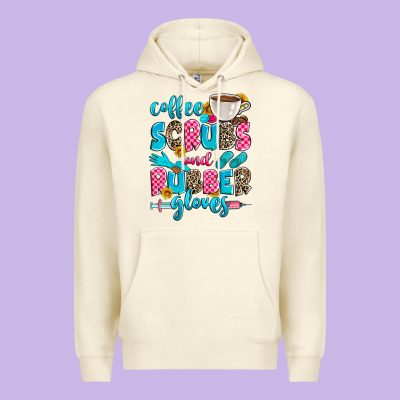 Coffee Scrubs And Rubber Gloves Premium Hoodie Designed By Zillion Design Studio