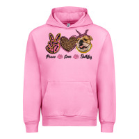 Fuchsia Pink peace love bulldog Urban Hoodie - RanaPortraitStore