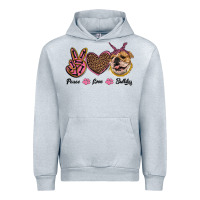 Heather Grey peace love bulldog Urban Hoodie - RanaPortraitStore