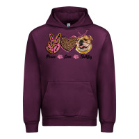 Mauve Wine peace love bulldog Urban Hoodie - RanaPortraitStore
