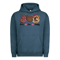 Pigment Midnight Navy peace love bulldog Urban Hoodie - RanaPortraitStore