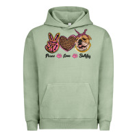 Pigment Oil Green peace love bulldog Urban Hoodie - RanaPortraitStore