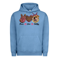 Pigment Pebble Blue peace love bulldog Urban Hoodie - RanaPortraitStore