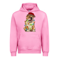 Fuchsia Pink christmas bulldog Urban Hoodie - RanaPortraitStore
