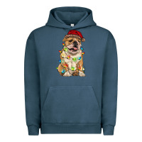 Pigment Midnight Navy christmas bulldog Urban Hoodie - RanaPortraitStore